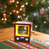 Small Christmas Television Statue Miniature for Tabletop Holiday Decorative