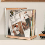 Tabletop Vinyl Record Holder Wood Acrylic Album Storage Box for Photo DVD CD