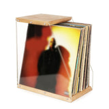 Tabletop Vinyl Record Holder Wood Acrylic Album Storage Box for Photo DVD CD