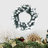 Artificial Xmas Wreath Christmas Winter Wreath for Indoor Outdoor Decoration white green