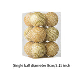 12Pcs Christmas Ball Decoration Decorative for Farmhouse Cabinet Living Room Gold