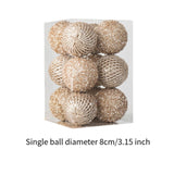 12Pcs Christmas Ball Decoration Decorative for Farmhouse Cabinet Living Room Champagne Gold