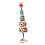 Small Tabletop Artificial Christmas Tree Mantel Cabinet Party Donut Ornament