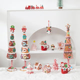 Small Tabletop Artificial Christmas Tree Mantel Cabinet Party Donut Ornament