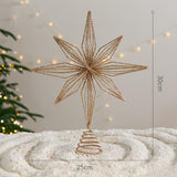 Christmas Treetop Star Glitter Xmas Tree Top Ornament for Home Indoor Bar Champagne Gold