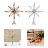 Christmas Treetop Star Glitter Xmas Tree Top Ornament for Home Indoor Bar Champagne Gold