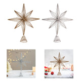 Christmas Treetop Star Glitter Xmas Tree Top Ornament for Home Indoor Bar Champagne Gold