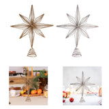 Christmas Treetop Star Glitter Xmas Tree Top Ornament for Home Indoor Bar Champagne Gold