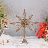 Christmas Treetop Star Glitter Xmas Tree Top Ornament for Home Indoor Bar Champagne Gold