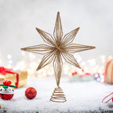 Christmas Treetop Star Glitter Xmas Tree Top Ornament for Home Indoor Bar Champagne Gold