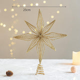 Christmas Treetop Star Glitter Xmas Tree Top Ornament for Home Indoor Bar Champagne Gold