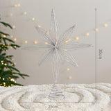 Christmas Treetop Star Glitter Xmas Tree Top Ornament for Home Indoor Bar Silver