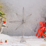 Christmas Treetop Star Glitter Xmas Tree Top Ornament for Home Indoor Bar Silver