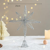 Christmas Treetop Star Glitter Xmas Tree Top Ornament for Home Indoor Bar Silver