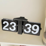 Automatic Page Turning Clock Wall Mounted Classic Clock for Living Room Home Black