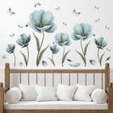 Flower Wall Decals PVC Murals for Sofa TV Background Bedroom Home Decoration