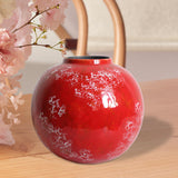 Red Ceramic Vase Home Decor Flower Vase for Centerpiece Anniversary Entryway Height 24cm