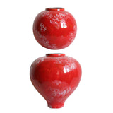 Red Ceramic Vase Home Decor Flower Vase for Centerpiece Anniversary Entryway Height 24cm