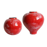 Red Ceramic Vase Home Decor Flower Vase for Centerpiece Anniversary Entryway Height 24cm