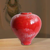 Red Ceramic Vase Home Decor Flower Vase for Centerpiece Anniversary Entryway Height 32cm