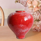 Red Ceramic Vase Home Decor Flower Vase for Centerpiece Anniversary Entryway Height 32cm