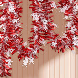 Christmas Tinsel Garland Red Shiny Hanging Ornament for Fall Wall Decoration