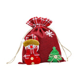 Christmas Drawstring Gift Bag Red for Family Gatherings Supplies Party Favor M  snowman