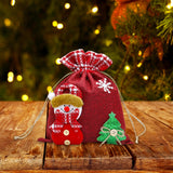 Christmas Drawstring Gift Bag Red for Family Gatherings Supplies Party Favor M  snowman