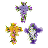 Easter Cross Wreath Front Door Tulip Wreath Holiday Artificial Flower Wreath White Purple Flowers