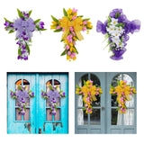 Easter Cross Wreath Front Door Tulip Wreath Holiday Artificial Flower Wreath White Purple Flowers