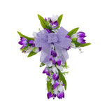 Easter Cross Wreath Front Door Tulip Wreath Holiday Artificial Flower Wreath White Purple Flowers