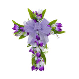 Easter Cross Wreath Front Door Tulip Wreath Holiday Artificial Flower Wreath White Purple Flowers