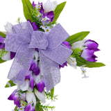 Easter Cross Wreath Front Door Tulip Wreath Holiday Artificial Flower Wreath White Purple Flowers