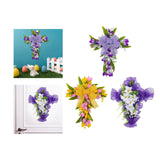 Easter Cross Wreath Front Door Tulip Wreath Holiday Artificial Flower Wreath White Purple Flowers