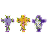 Easter Cross Wreath Front Door Tulip Wreath Holiday Artificial Flower Wreath White Purple Flowers