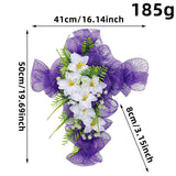 Easter Cross Wreath Front Door Tulip Wreath Holiday Artificial Flower Wreath White Flowers