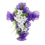 Easter Cross Wreath Front Door Tulip Wreath Holiday Artificial Flower Wreath White Flowers