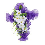 Easter Cross Wreath Front Door Tulip Wreath Holiday Artificial Flower Wreath White Flowers