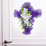 Easter Cross Wreath Front Door Tulip Wreath Holiday Artificial Flower Wreath White Flowers