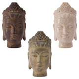 Buddha Head Statue Gift Display Artificial Ornament for Farmhouse Patio Desk Dark Brown