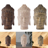 Buddha Head Statue Gift Display Artificial Ornament for Farmhouse Patio Desk Dark Brown