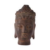 Buddha Head Statue Gift Display Artificial Ornament for Farmhouse Patio Desk Dark Brown