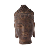 Buddha Head Statue Gift Display Artificial Ornament for Farmhouse Patio Desk Dark Brown