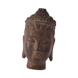 Buddha Head Statue Gift Display Artificial Ornament for Farmhouse Patio Desk Dark Brown