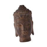 Buddha Head Statue Gift Display Artificial Ornament for Farmhouse Patio Desk Dark Brown