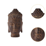 Buddha Head Statue Gift Display Artificial Ornament for Farmhouse Patio Desk Dark Brown