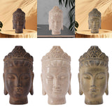 Buddha Head Statue Gift Display Artificial Ornament for Farmhouse Patio Desk Dark Brown