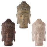 Buddha Head Statue Gift Display Artificial Ornament for Farmhouse Patio Desk Dark Brown