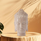 Buddha Head Statue Gift Display Artificial Ornament for Farmhouse Patio Desk White