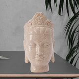 Buddha Head Statue Gift Display Artificial Ornament for Farmhouse Patio Desk White